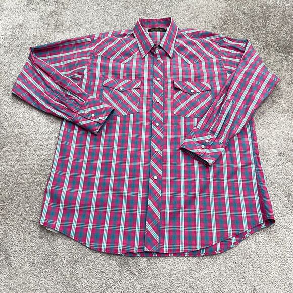 Mariscal Pearl Snap Western Button Down Shirt Mens Large Multi Plaid Casual Top - Picture 1 of 12